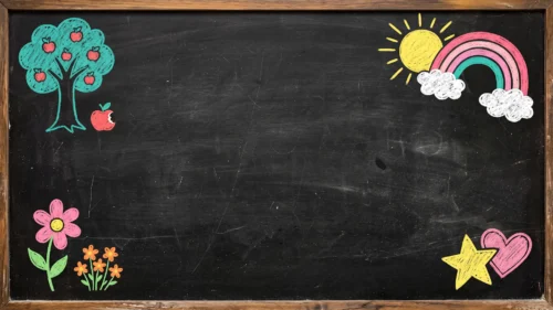 Black Chalkboard Background for PowerPoint with Chalk Doodles Black Chalkboard Background for PowerPoint with Chalk Doodles
