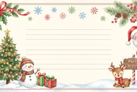 Christmas Frame Background for Google Slides with Snowman and Santa