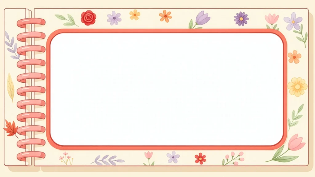 Cute Floral Notebook Frame Background For PowerPoint With A Coral Spiral
