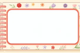 Cute Floral Notebook Frame Background For PowerPoint With A Coral Spiral