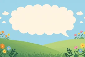 Cute Flower Hills Cloud Frame Background for PowerPoint