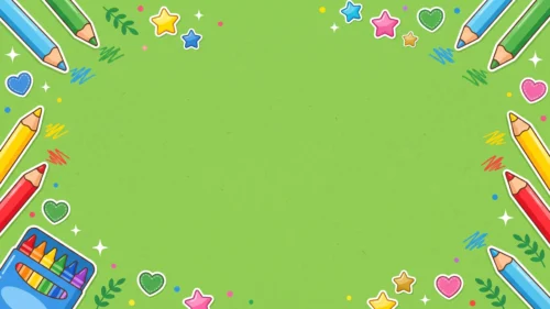 Cute School Frame Background For Google Slides With Colorful Pencils Cute School Frame Background For Google Slides With Colorful Pencils