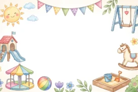 Kids Playground School Background For PowerPoint With Slide And Swing