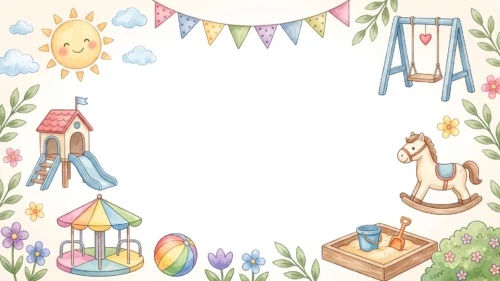 Kids Playground School Background For PowerPoint With Slide And Swing Kids Playground School Background For PowerPoint With Slide And Swing