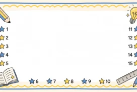 Cute School Frame Background for Google Slides with Numbered Stars and Pencil