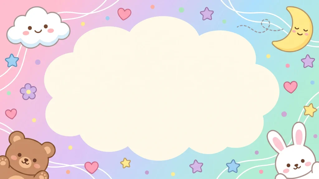 Cute Bear Bunny Cloud Frame Background for PowerPoint