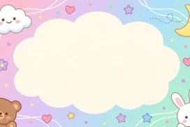 Cute Bear Bunny Cloud Frame Background for PowerPoint