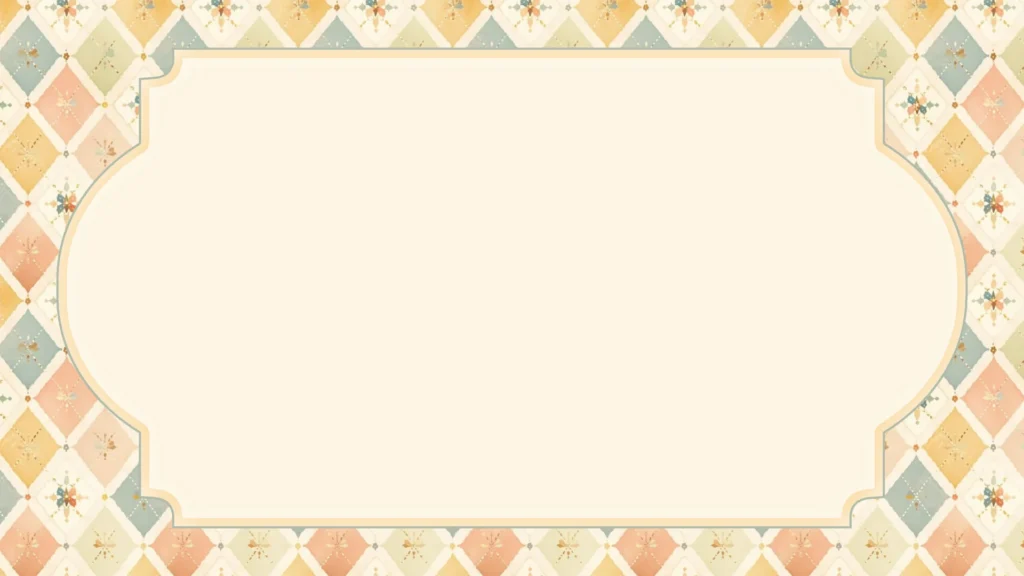 Cute Pastel Diamond Vintage Frame Background for Google Slides with a Cream Center