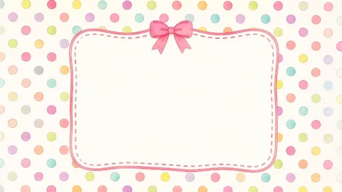 Cute Polka Dot Frame Background for Google Slides with a Pink Bow and Multicolor Pastel Dots