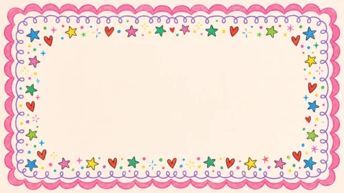 Cute Star Frame Background For Google Slides With A Pink Scalloped Border And Colorful Hearts Cute Star Frame Background For Google Slides With A Pink Scalloped Border And Colorful Hearts