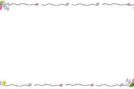 Cute Floral Border Background for Google Slides with Hand-Drawn Ink Flowers and a Wavy Heart Line