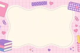 Cute School Scrapbook Frame Background For Google Slides With Pink Grid Paper
