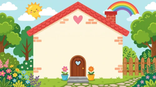 Cute School House Frame Background for Google Slides