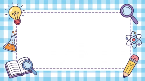 Cute Science School Frame Background for Google Slides with Blue Plaid Border