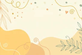 Cute Boho Frame Background for Google Slides with Butter Yellow Blobs, Swirls and Confetti Dots