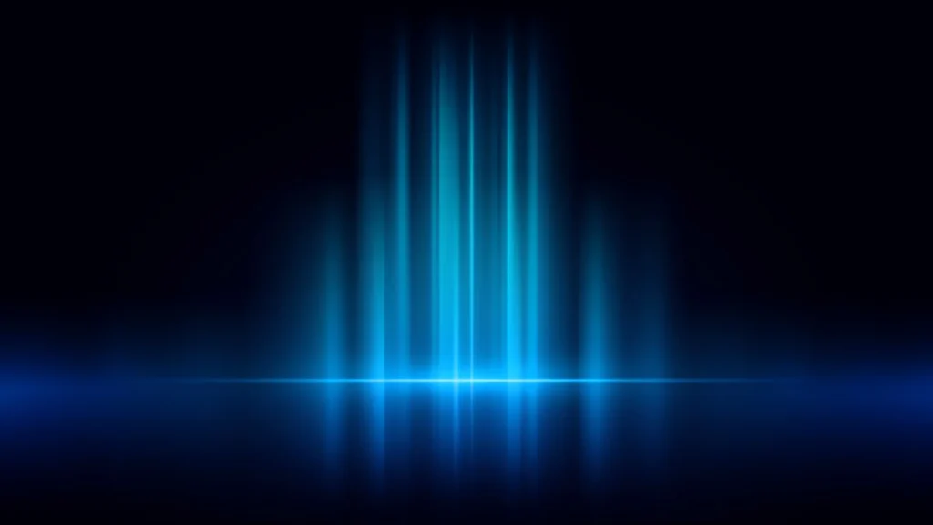 Dark Blue Light Background For PowerPoint With Glowing Equalizer Beams