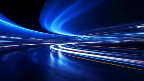 Dark Blue Light Background For PowerPoint With Curved Speed Trails On A Glossy Road Dark Blue Light Background For PowerPoint With Curved Speed Trails On A Glossy Road