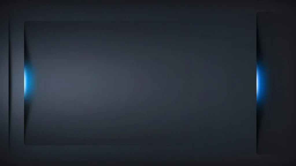 Dark Blue Metal Background for PowerPoint with an Inset Panel and Blue Glow Slits