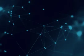 Network Background for PowerPoint with Dark Blue Glowing Nodes and Thin Connection Lines