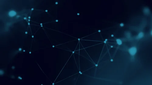 Network Background for PowerPoint with Dark Blue Glowing Nodes and Thin Connection Lines