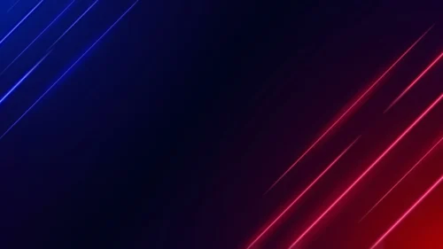 Dark blue and red background for PowerPoint with neon diagonal light lines in opposite corners and a dark center