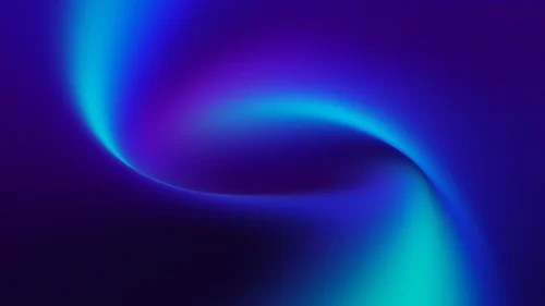 Dark blue swirl background for Google Slides with a smooth S-shaped turquoise spiral glow through deep indigo and violet