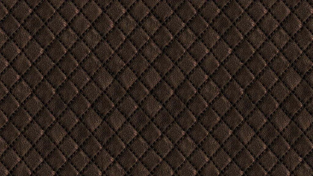 Brown Leather Background For PowerPoint With Quilted Diamond Stitching