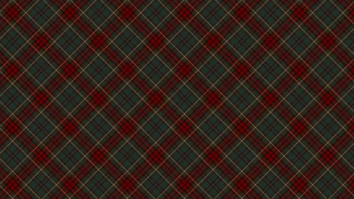 Dark Plaid Background for PowerPoint with Slate Green Diagonal Tartan, Crimson Bands and Gold Pinstripes