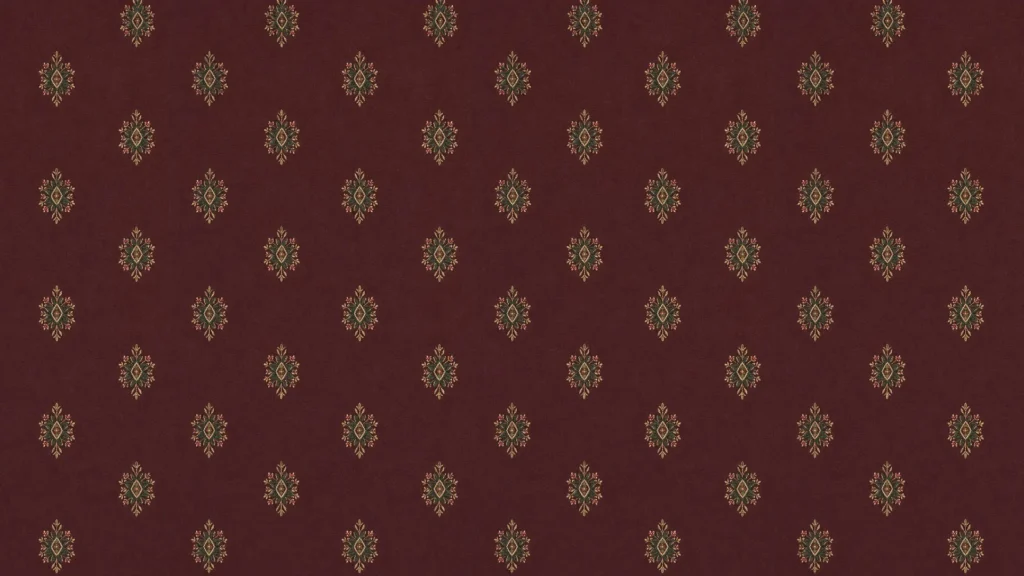 Dark Red Pattern Background for PowerPoint with Gold Medallions