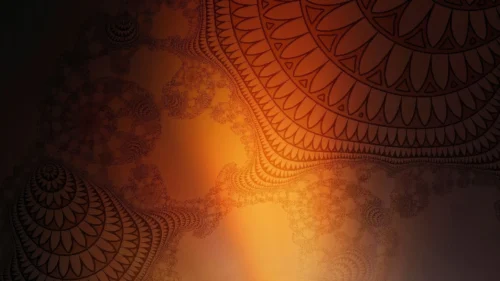 Mandala Background for PowerPoint with Dark Amber Glow and Carved Petal Patterns Mandala Background for PowerPoint with Dark Amber Glow and Carved Petal Patterns