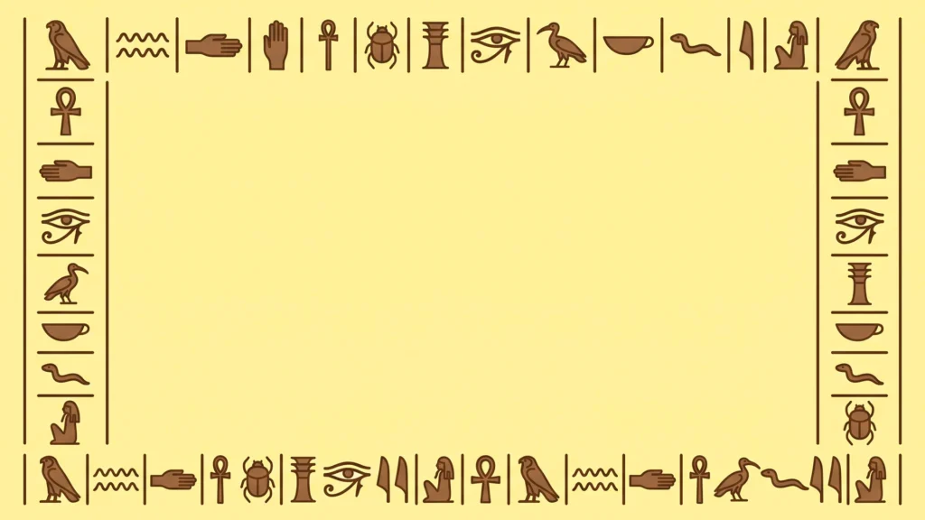 Egyptian Hieroglyphics Frame Background for PowerPoint with a Cream Papyrus Field and Brown Glyph Border