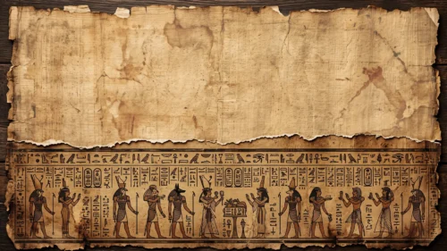 Egyptian Papyrus Background for PowerPoint with a Torn Edge and Hieroglyph Figure Frieze Egyptian Papyrus Background for PowerPoint with a Torn Edge and Hieroglyph Figure Frieze