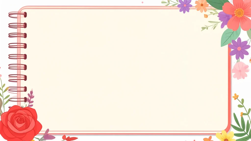 Floral Notebook Frame Background for PowerPoint with Roses