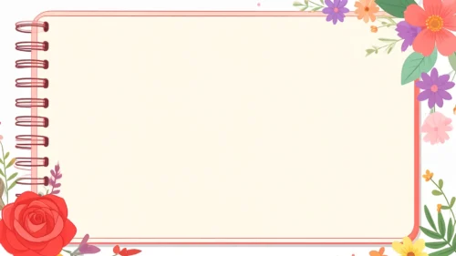 Floral Notebook Frame Background for PowerPoint with Roses