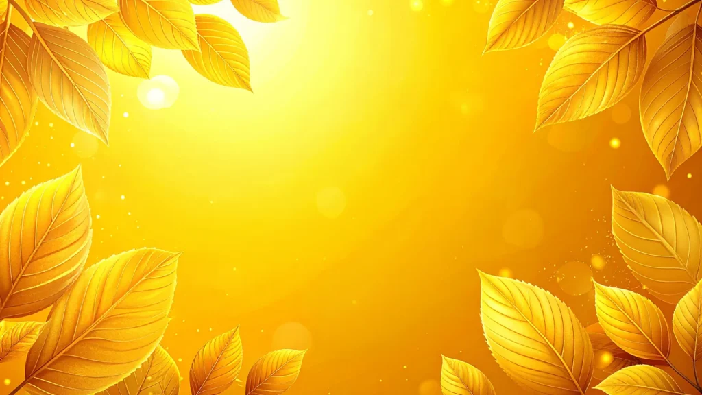 Autumn Background for PowerPoint with Glossy Golden Leaves and a Sunlit Amber Glow