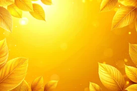 Autumn Background for PowerPoint with Glossy Golden Leaves and a Sunlit Amber Glow