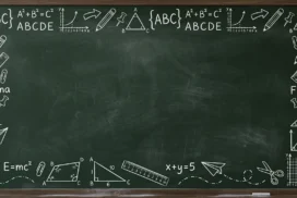 Chalkboard School Background For PowerPoint With A Math And Science Chalk Frame On Dark Green