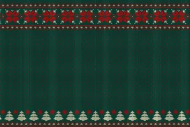 Christmas Sweater Background For PowerPoint In Forest Green With Red Snowflake Knit Band