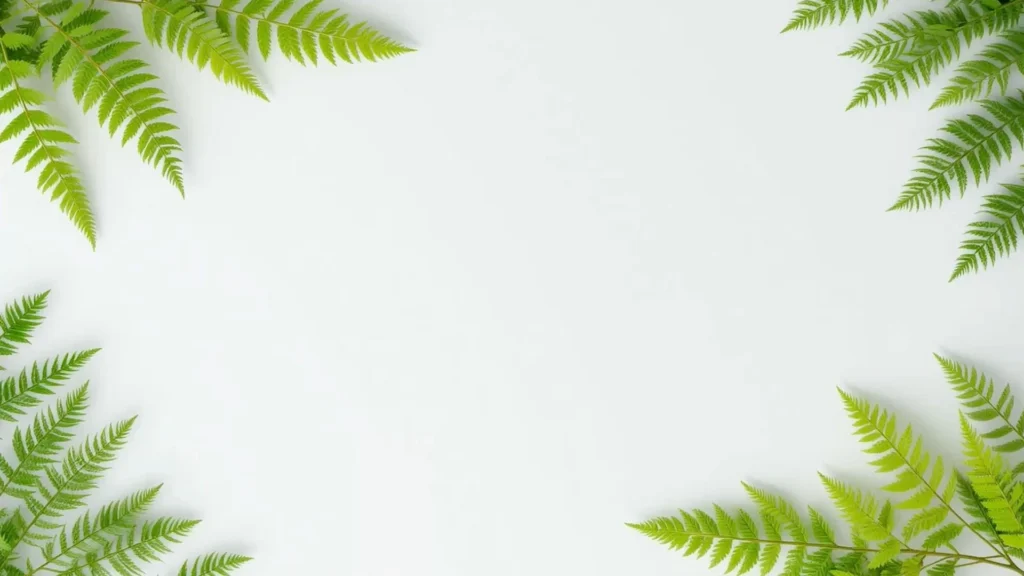 Flashlight Powerpoint Template Fern Leaves Frame Background for PowerPoint with Lime Green Fronds on ...