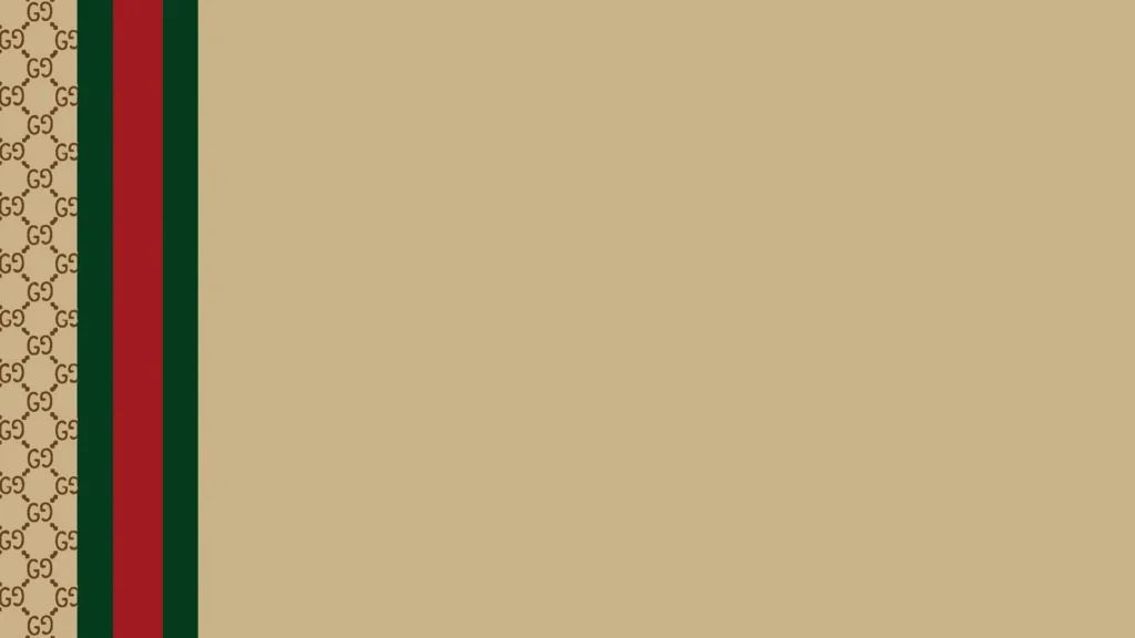 Gucci Beige Striped Background For PowerPoint With Green And Red Side Bands