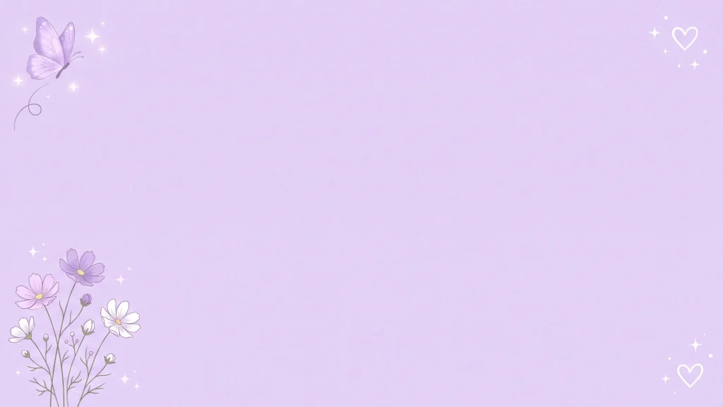 Light Purple Background for Google Slides with a Sparkling Butterfly and Cosmos Flower Corner