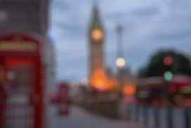 London Background for PowerPoint with Big Ben and a Red Phone Booth
