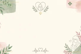 Medical Baby Frame Background for Google Slides with a Mother and Child Heart Icon and Sage Blush Watercolor