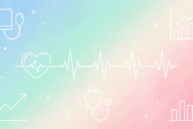 Medical Background for Google Slides with a White ECG Heartbeat Line on a Pastel Rainbow Wash