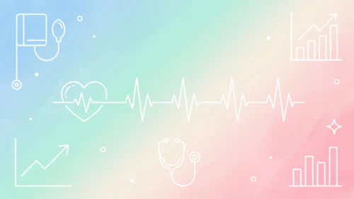 Medical Background for Google Slides with a White ECG Heartbeat Line on a Pastel Rainbow Wash