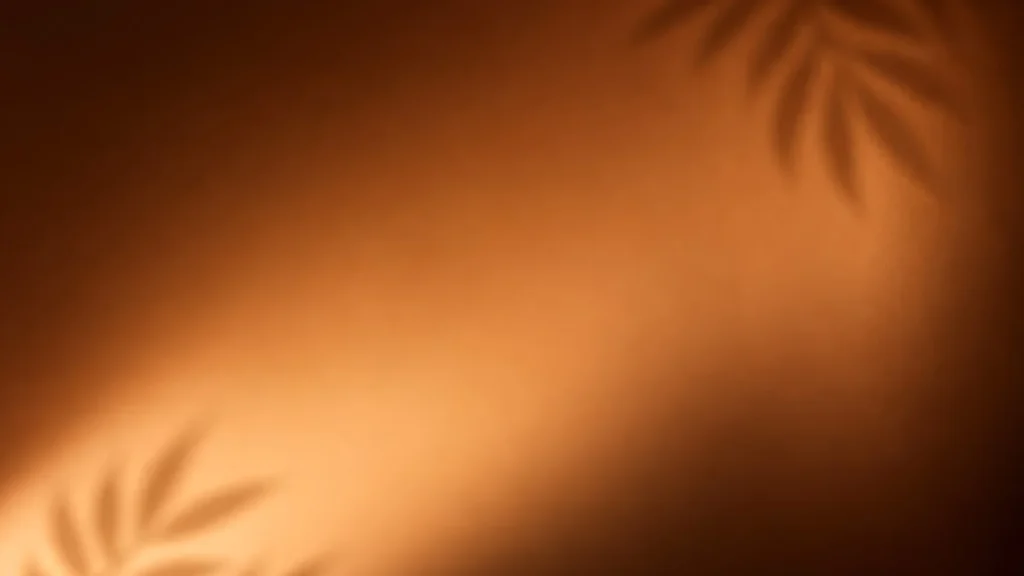 Orange Background for PowerPoint with Palm Leaf Shadows and a Diagonal Amber Glow
