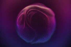 Pink Particle Sphere Background for PowerPoint with a Glowing Purple Dot Mesh