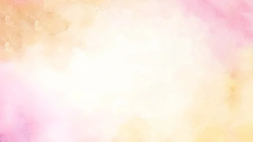 Pink watercolor background for PowerPoint with magenta-pink washes, tan-peach clouds, a yellow glow and a bright white center