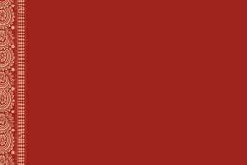 Red Ornate Paisley Border Background for PowerPoint with a Cream Side Band on Brick Red