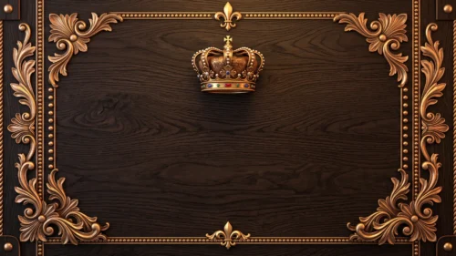Royal Wood Crown Ornate Frame Background for PowerPoint with Gold Filigree Corners Royal Wood Crown Ornate Frame Background for PowerPoint with Gold Filigree Corners